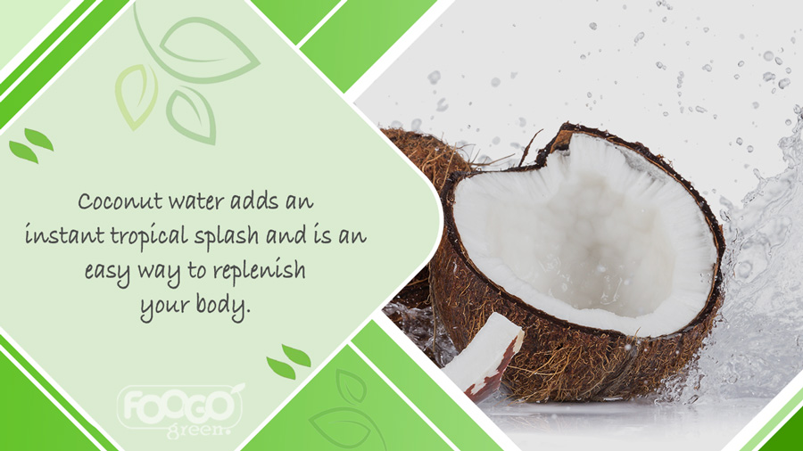Coconut water being used to make a vegan smoothie base