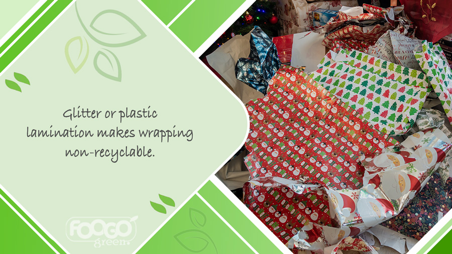 Mixed wrapping paper containing some non-recyclable materials