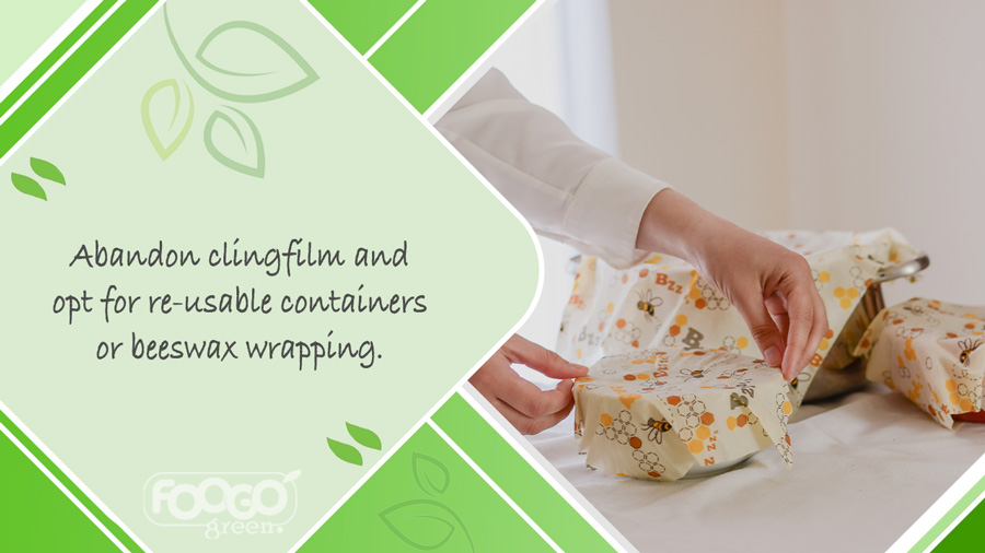 Beeswax wrap being used in lieu of clingfilm