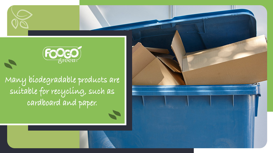 Biodegradable cardboard in a bin awaiting collection for recycling