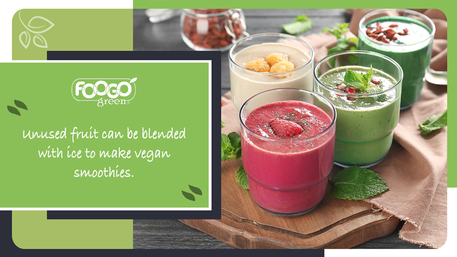 Vegan smoothies decanted in glasses